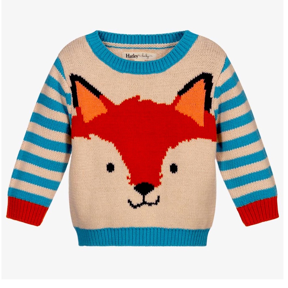 Knitted cotton fox sweater